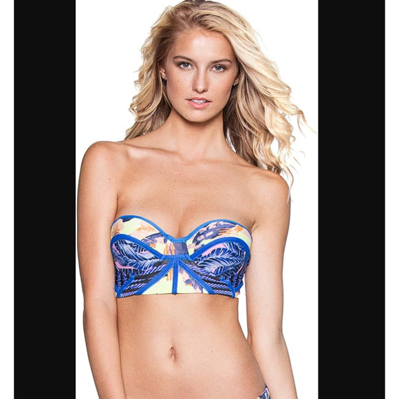 Maaji Women's Tintoretto Sky Tropic Cubism Bustier Reversible Size S 16204